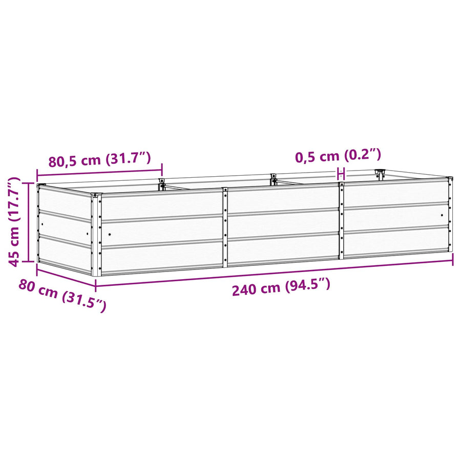 Plantenbak Antraciet 240 x 80 x 45 cm Staal