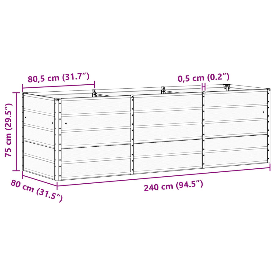 Plantenbak Antraciet 240 x 80 x 75 cm Staal