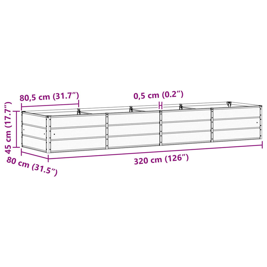 Plantenbak Antraciet 320 x 80 x 45 cm Staal
