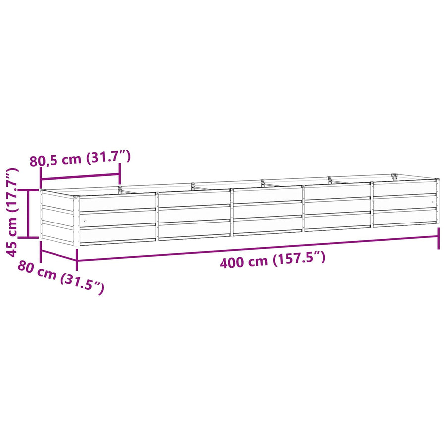 Plantenbak Antraciet 400 x 80 x 45 cm Staal