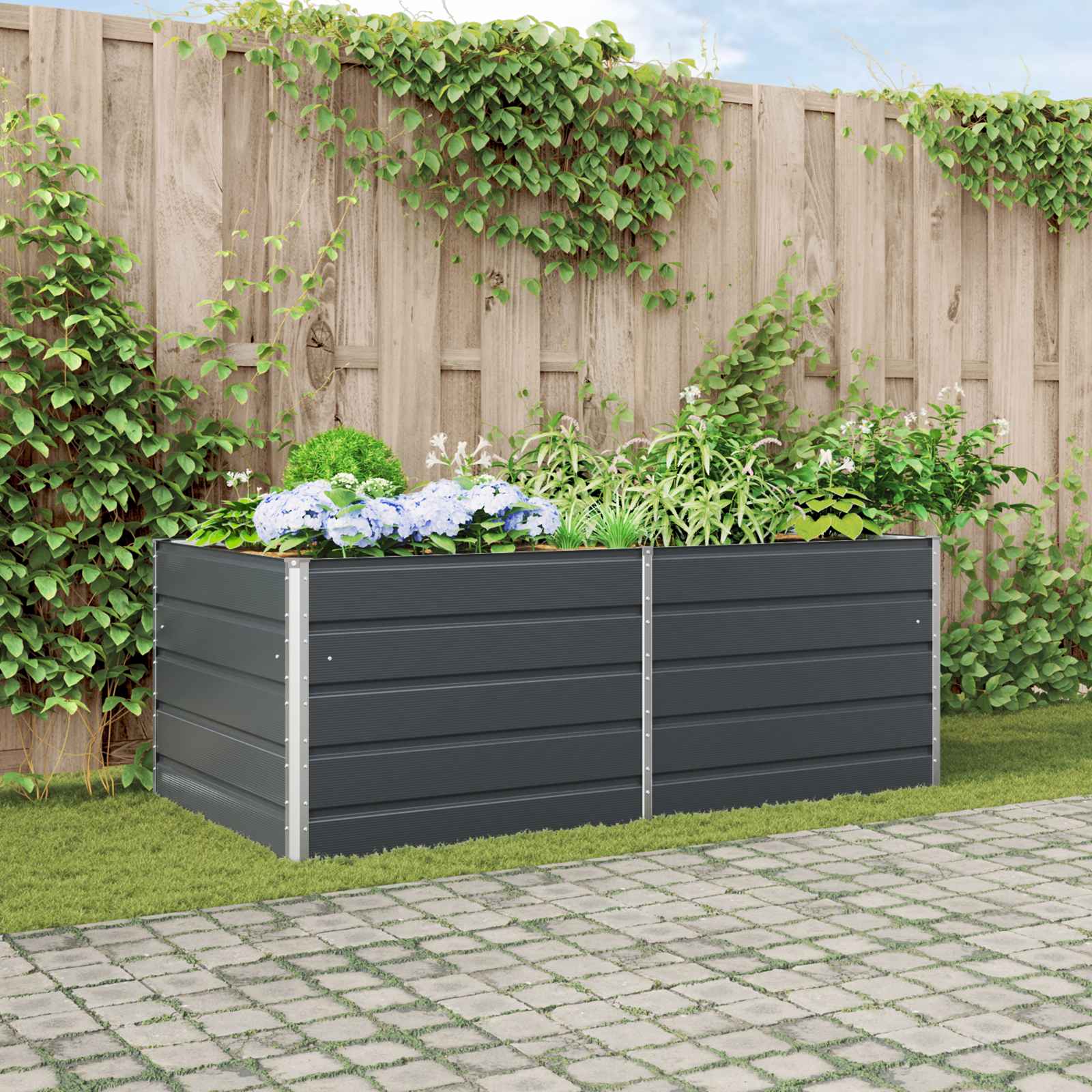 Plantenbak Antraciet 195 x 100 x 45 cm Gegalvaniseerd staal