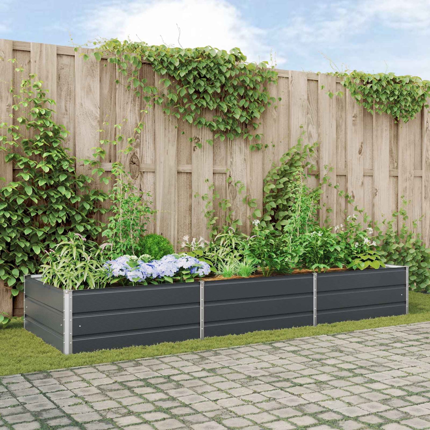 Plantenbak Antraciet 195 x 100 x 45 cm Gegalvaniseerd staal