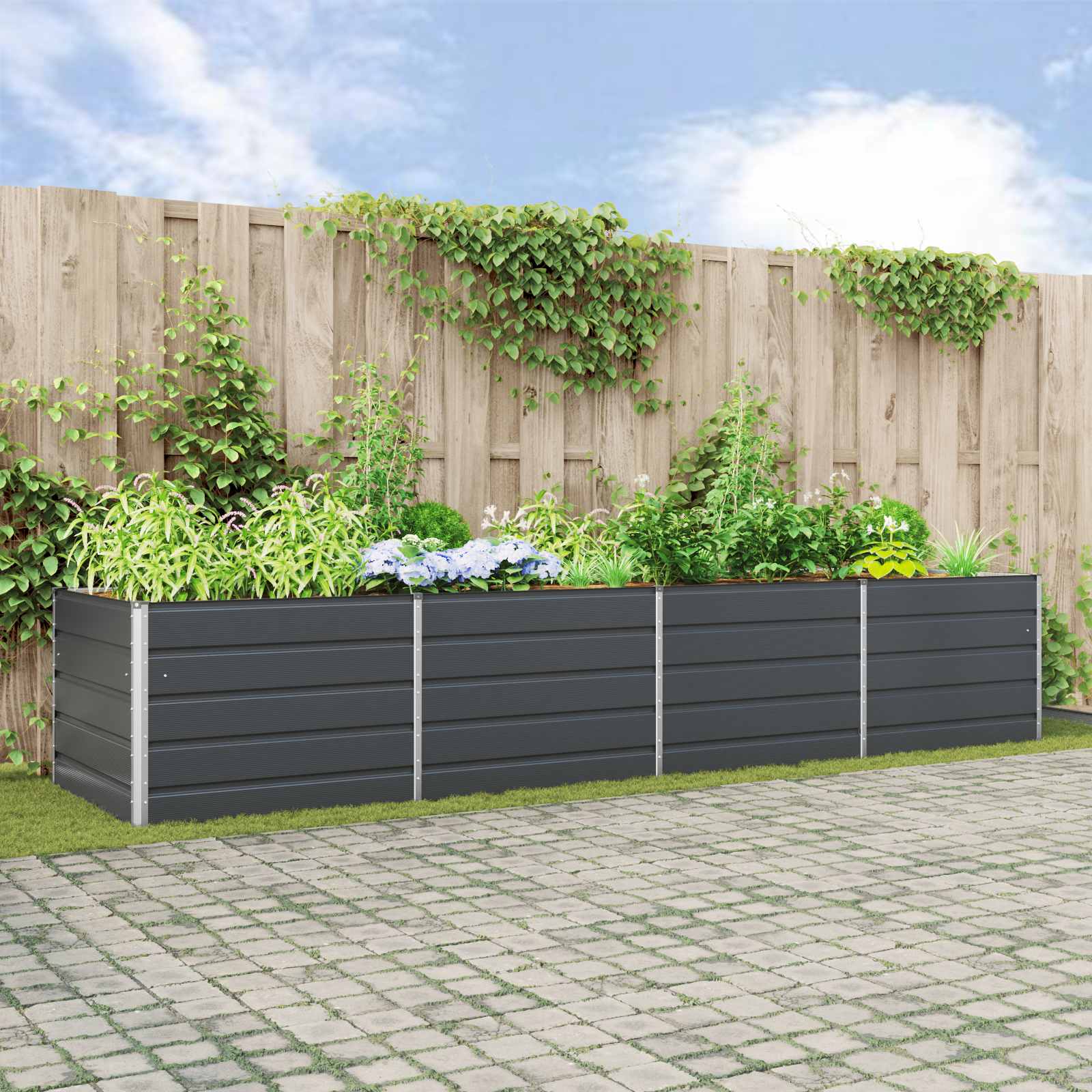Plantenbak Antraciet 195 x 100 x 45 cm Gegalvaniseerd staal