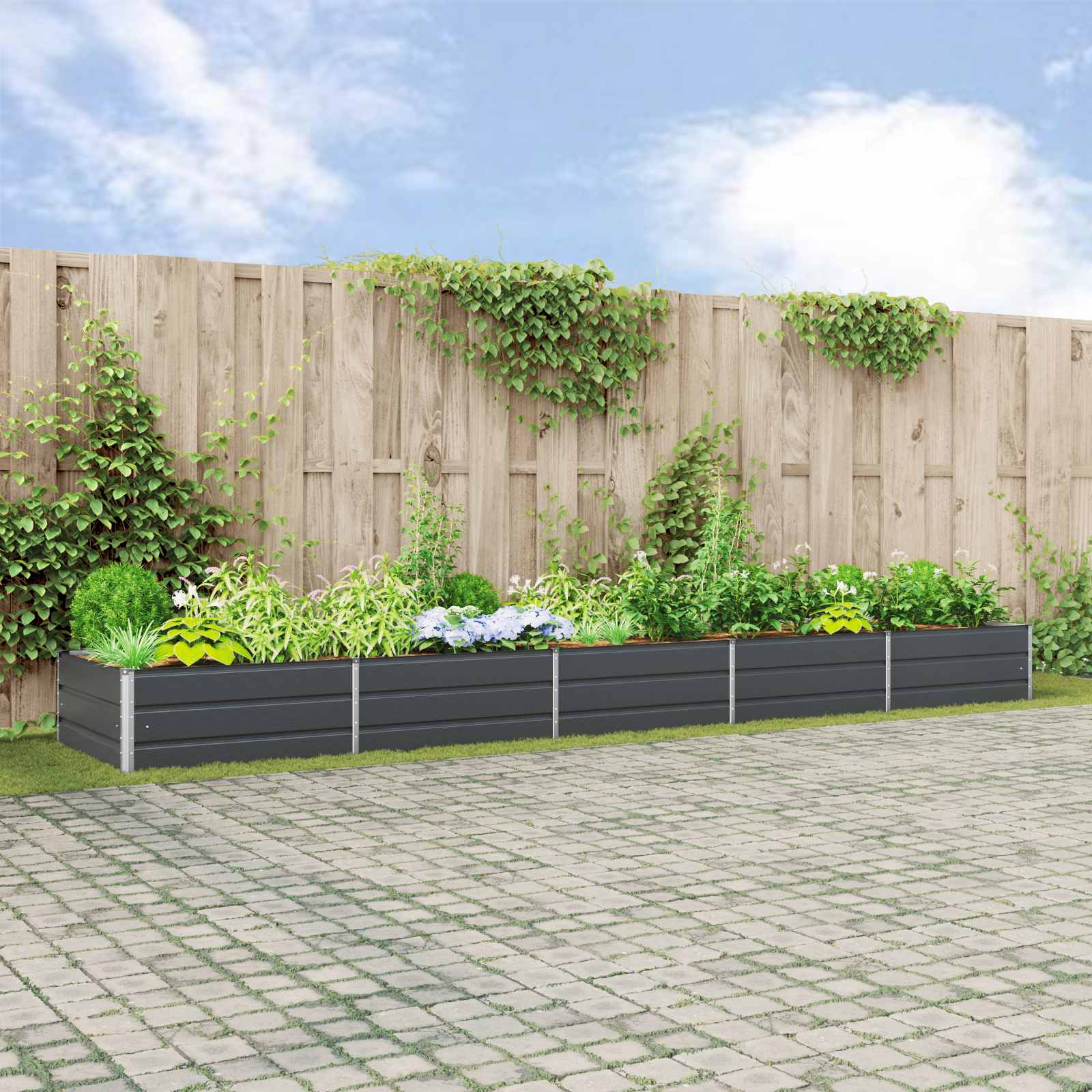 Plantenbak Antraciet 195 x 100 x 45 cm Gegalvaniseerd staal