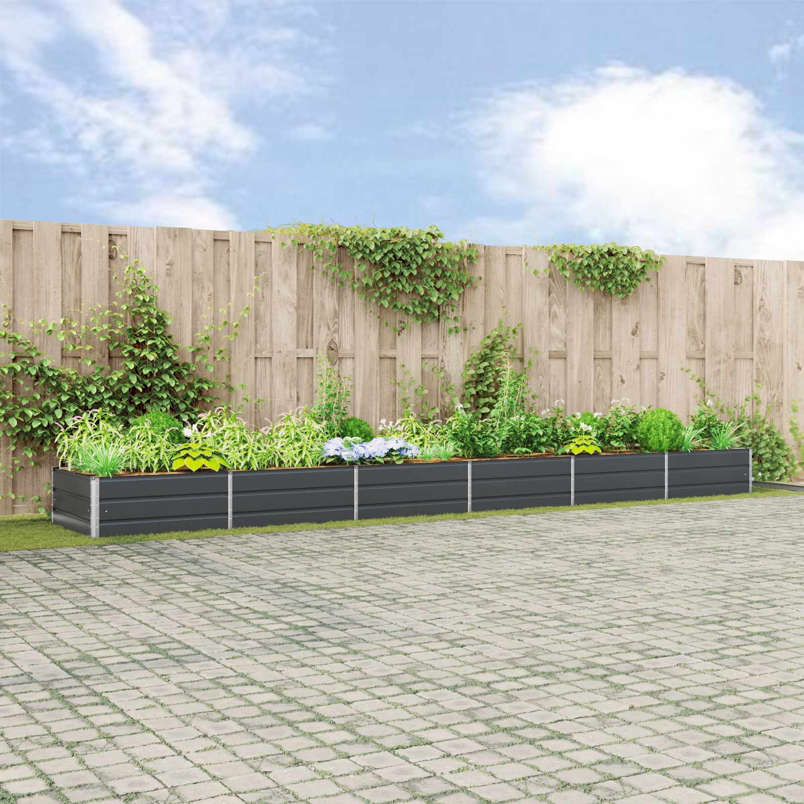 Plantenbak Antraciet 195 x 100 x 45 cm Gegalvaniseerd staal