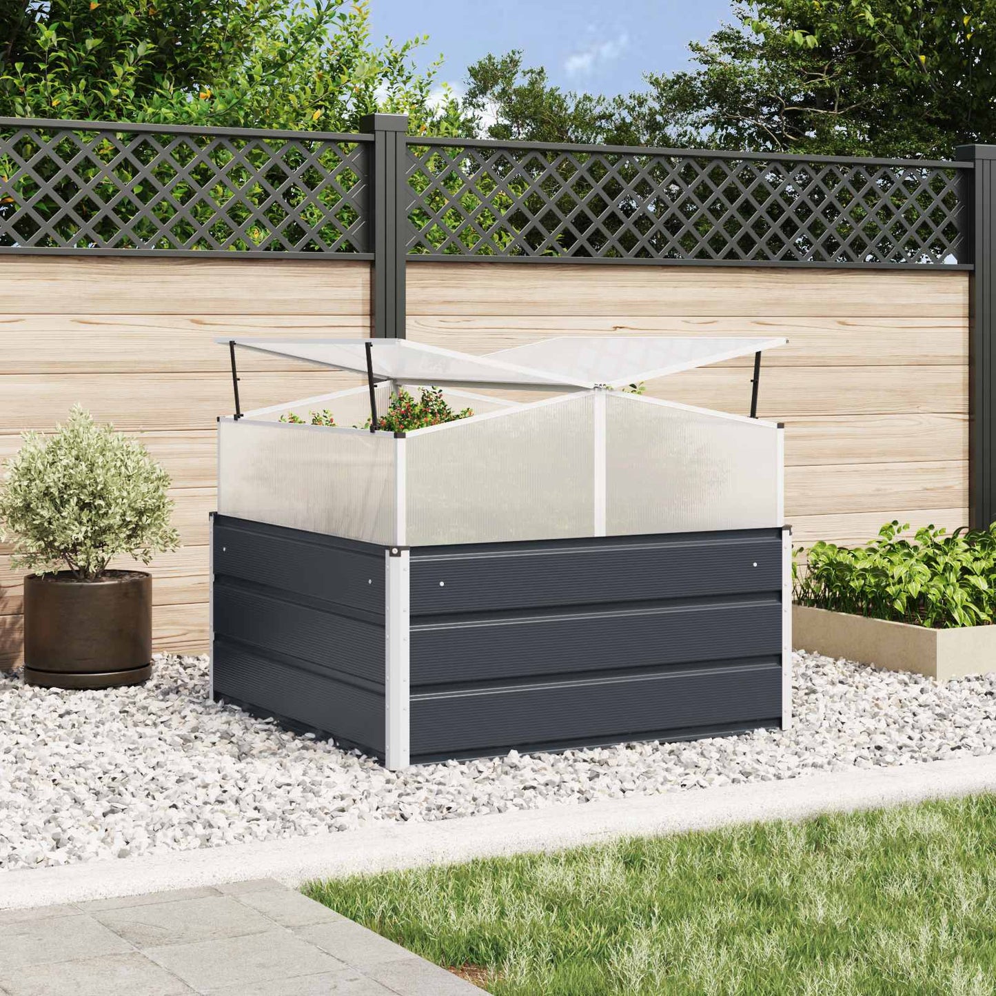 Plantenbak Antraciet 100 x 100 x 77 cm Gegalvaniseerd staal