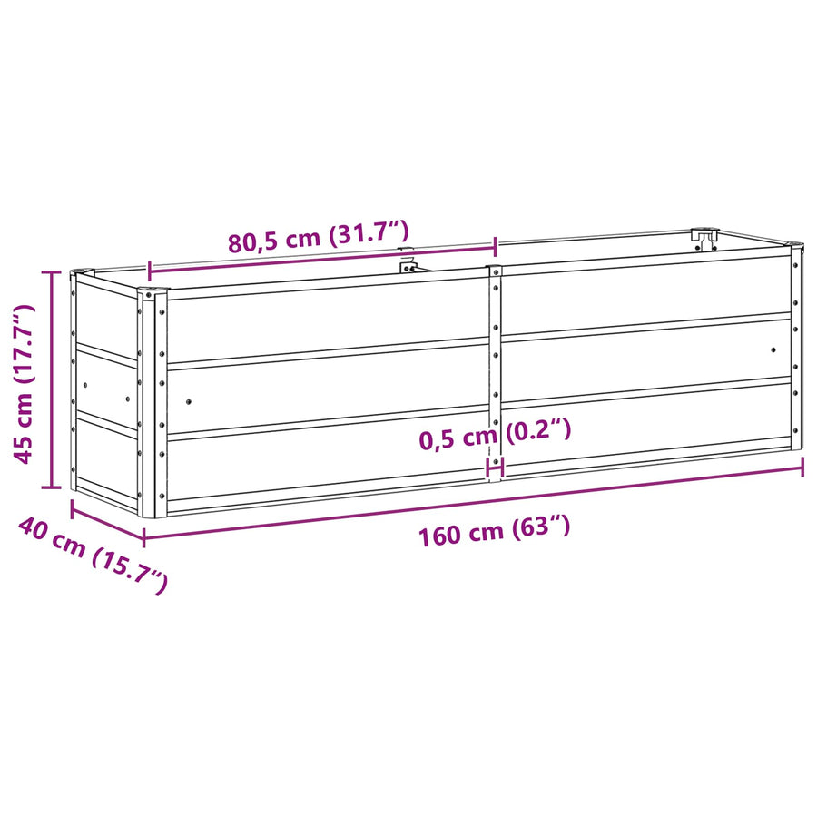 Plantenbak Groen 160 x 40 x 45 cm Staal