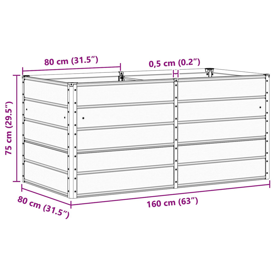 Plantenbak Groen 160 x 80 x 75 cm Staal