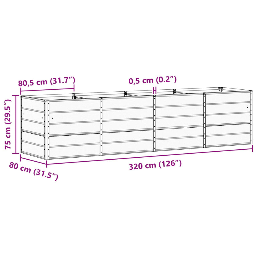Plantenbak Groen 240 x 80 x 75 cm Staal