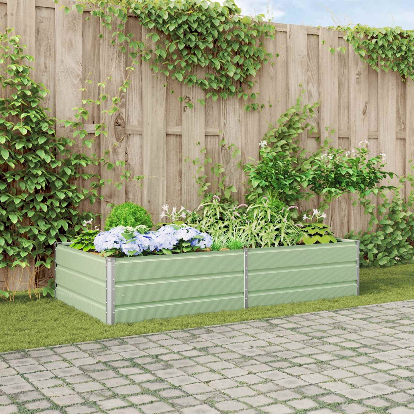 Plantenbak Pastelgroen 195 x 100 x 45 cm Gegalvaniseerd staal