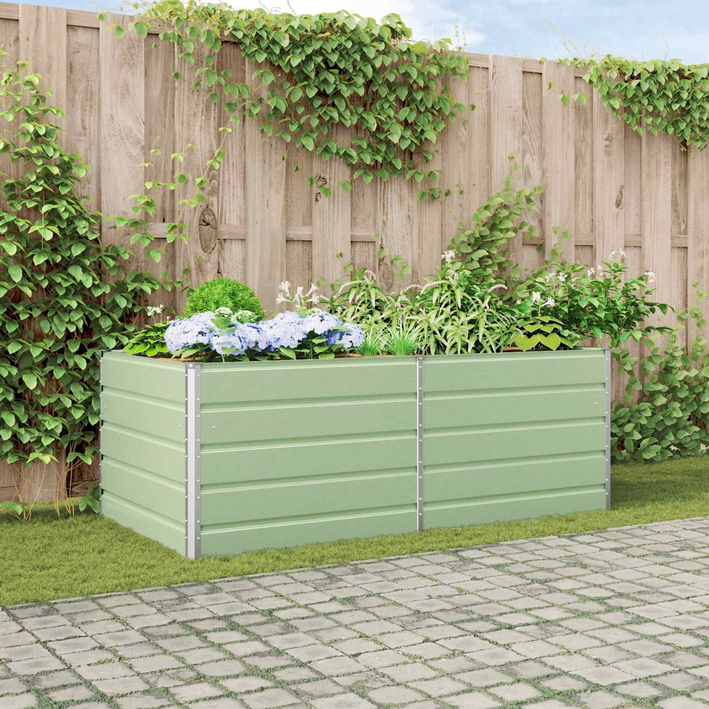 Plantenbak Pastelgroen 195 x 100 x 75 cm Gegalvaniseerd staal