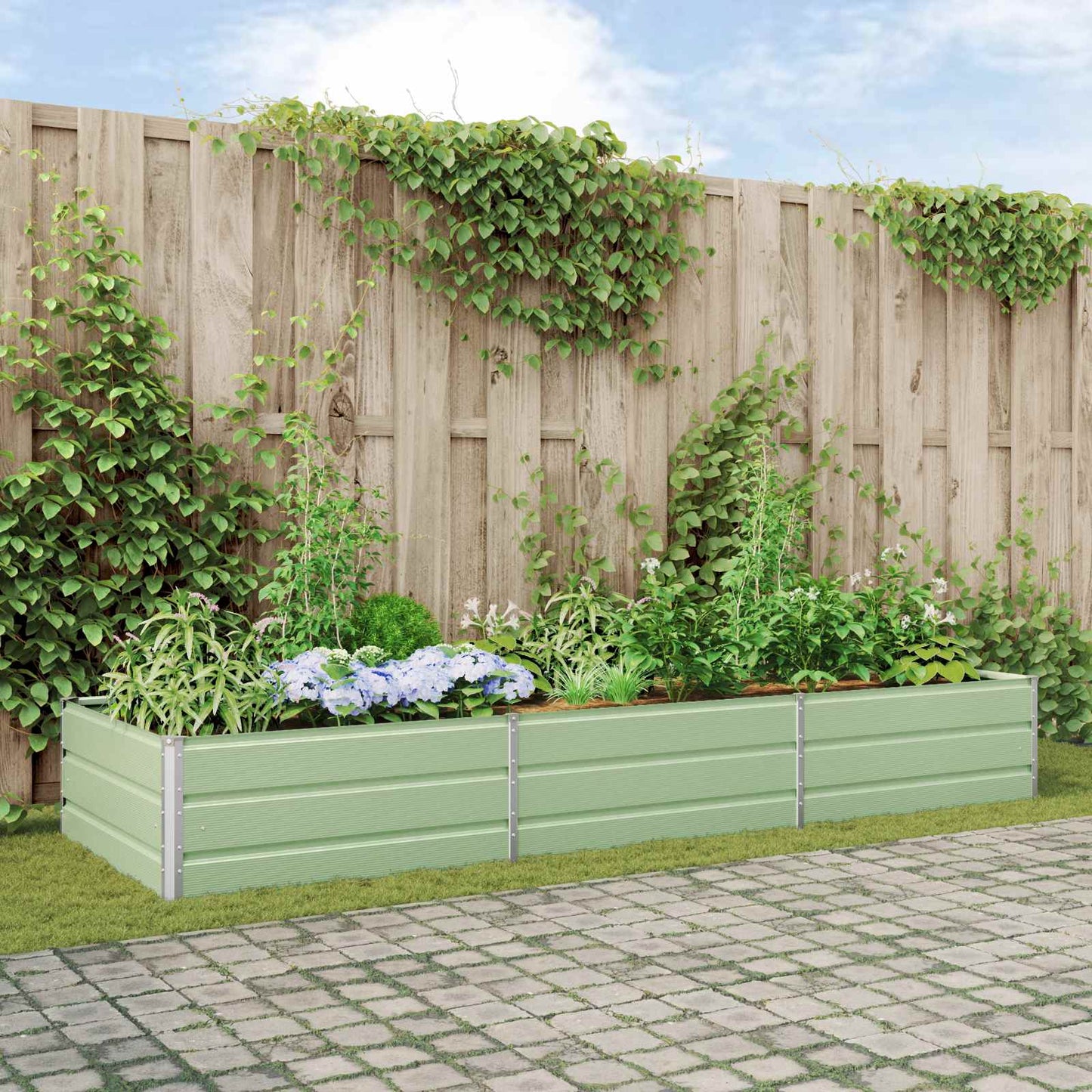 Plantenbak Pastelgroen 195 x 100 x 45 cm Gegalvaniseerd staal