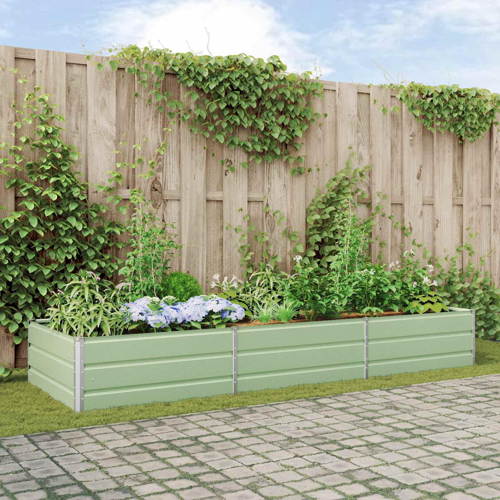 Plantenbak Pastelgroen 195 x 100 x 45 cm Gegalvaniseerd staal