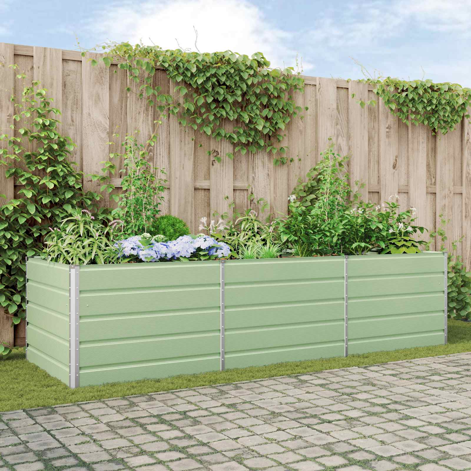 Plantenbak Pastelgroen 195 x 100 x 45 cm Gegalvaniseerd staal