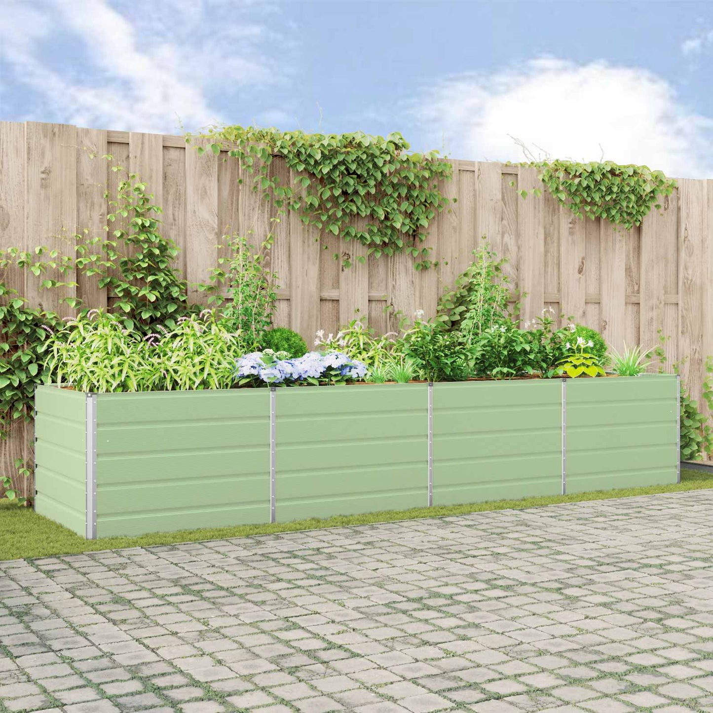Plantenbak Pastelgroen 195 x 100 x 45 cm Gegalvaniseerd staal