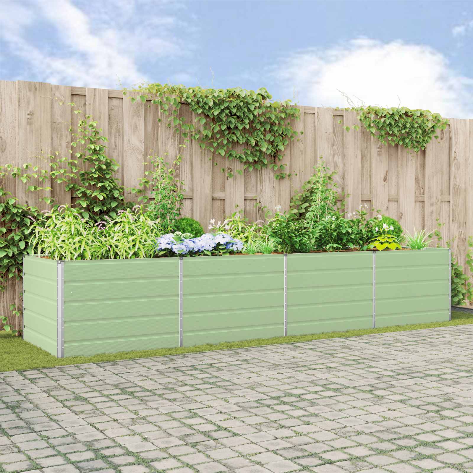 Plantenbak Pastelgroen 195 x 100 x 45 cm Gegalvaniseerd staal