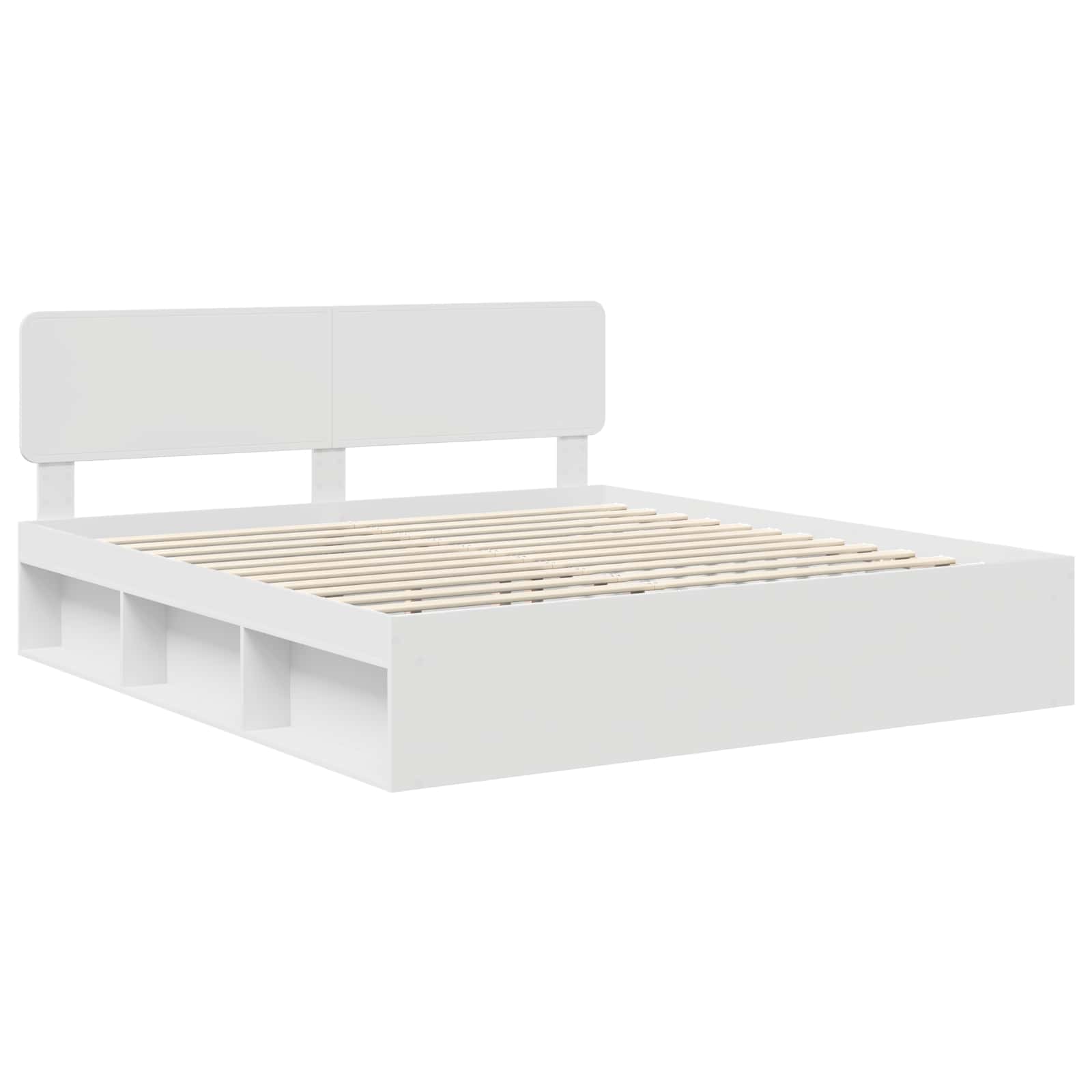 Bedframe met hoofdeinde Wit 200 x 200 cm Massief grenenhout