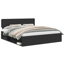 Bedframe met hoofdeinde Zwart 200 x 200 cm Massief grenenhout
