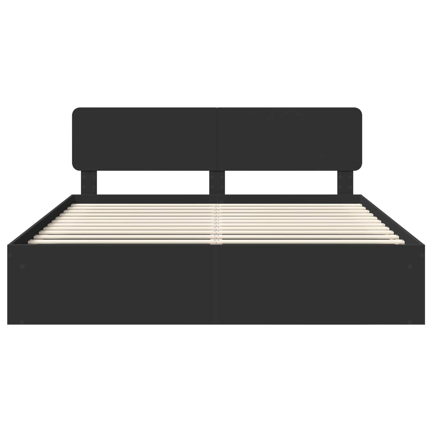 Bedframe met hoofdeinde Zwart 200 x 200 cm Massief grenenhout