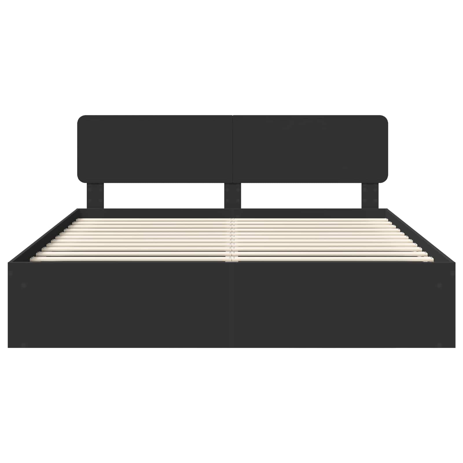 Bedframe met hoofdeinde Zwart 200 x 200 cm Massief grenenhout
