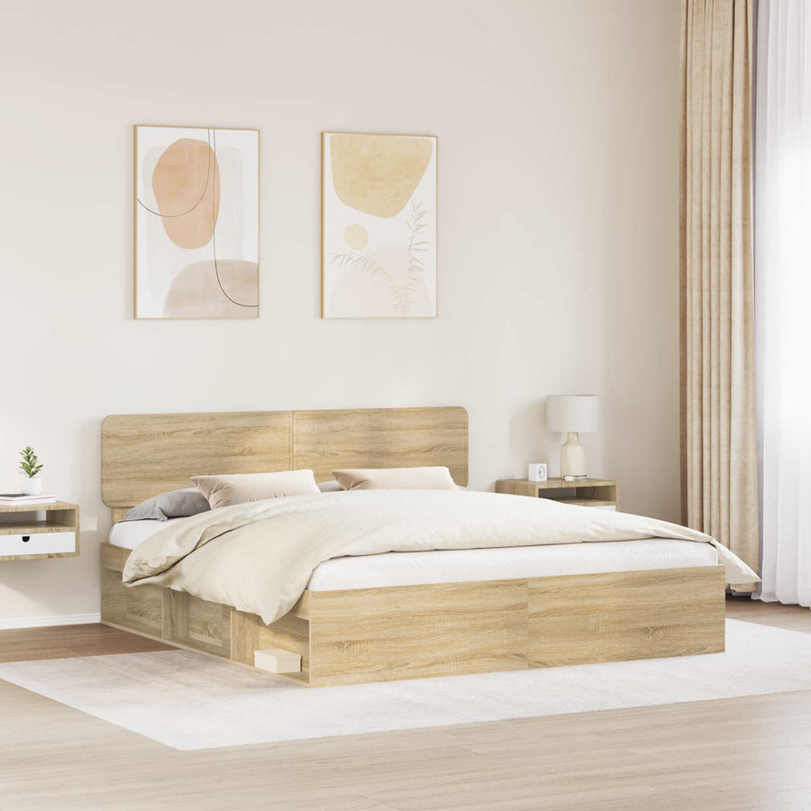 Bedframe met hoofdeinde Sonoma 200 x 200 cm Massief grenenhout