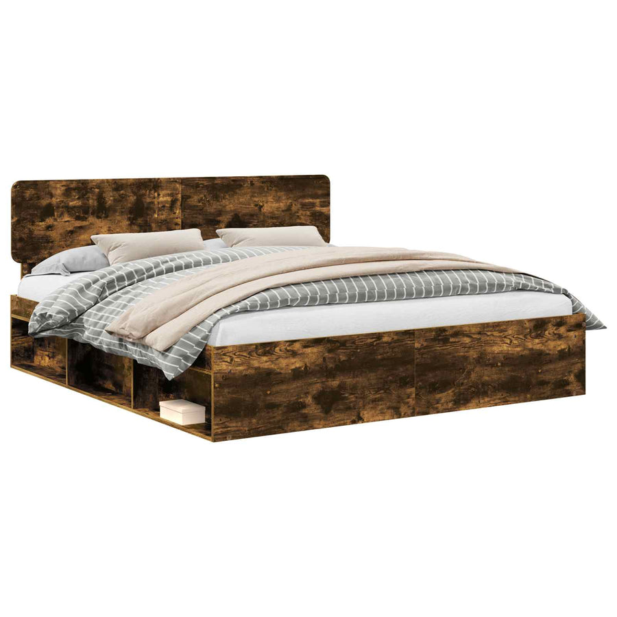 Bedframe Gerookt eiken 200 x 200 cm Massief grenenhout