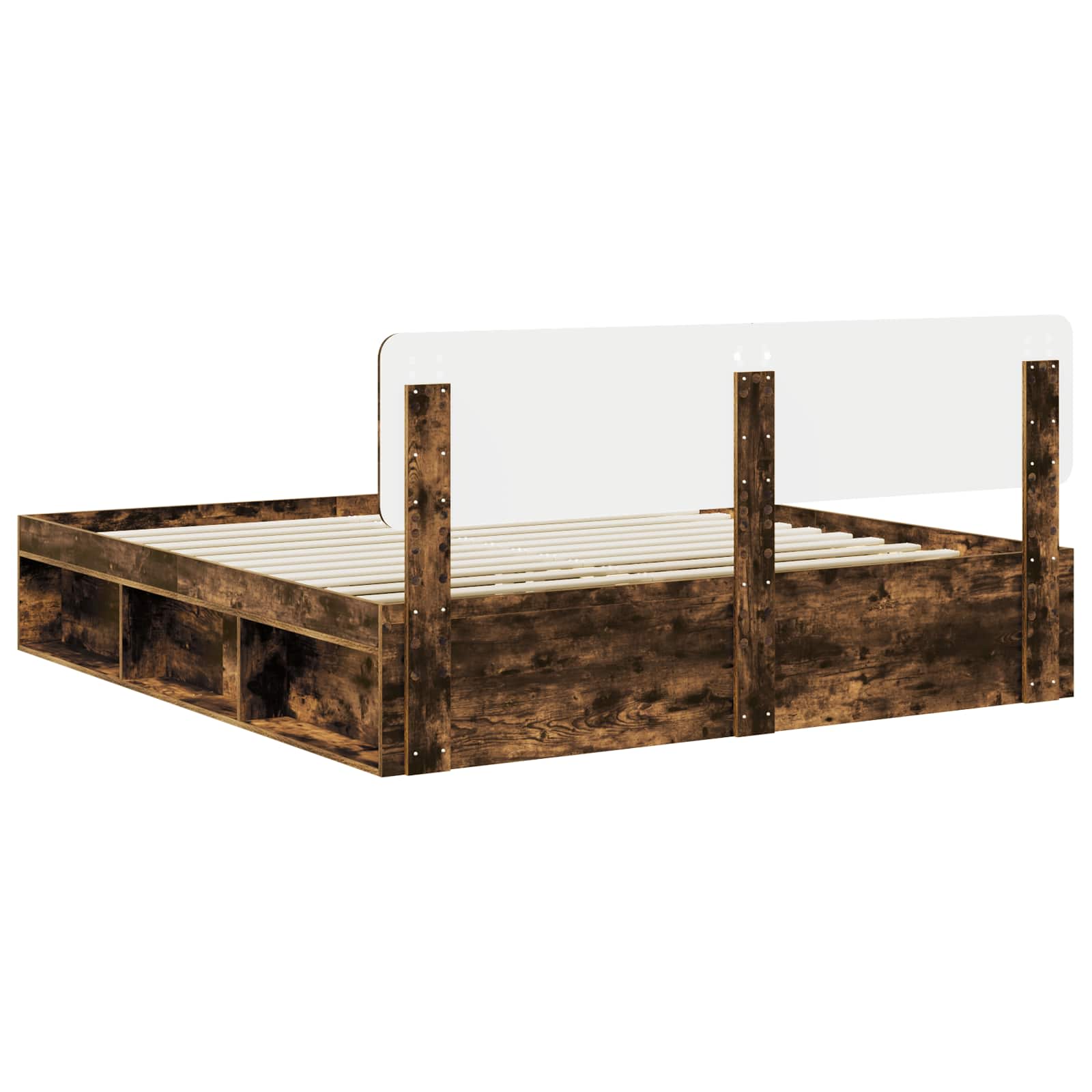 Bedframe Gerookt eiken 200 x 200 cm Massief grenenhout