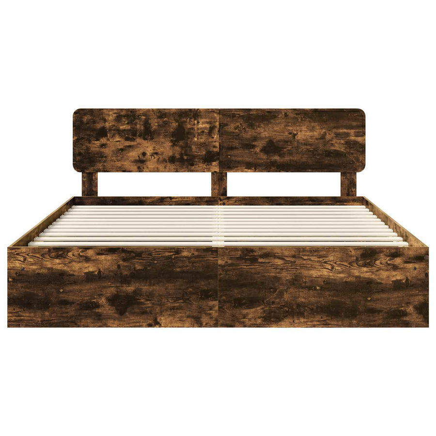 Bedframe Gerookt eiken 200 x 200 cm Massief grenenhout