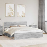 Bedframe 200 x 200 cm massief grenenhout grijs