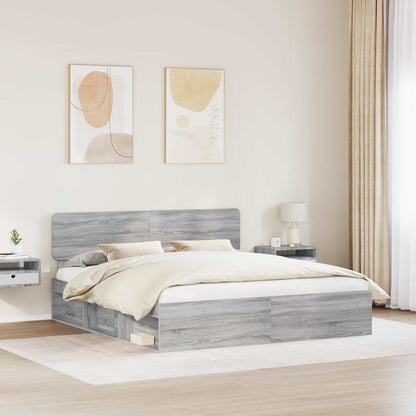 Bedframe Grijs Sonoma 200 x 200 cm Massief grenenhout