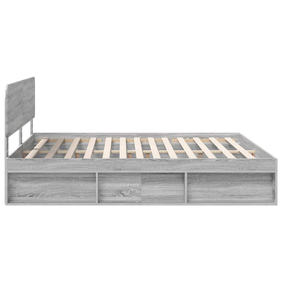 Bedframe Grijs Sonoma 200 x 200 cm Massief grenenhout