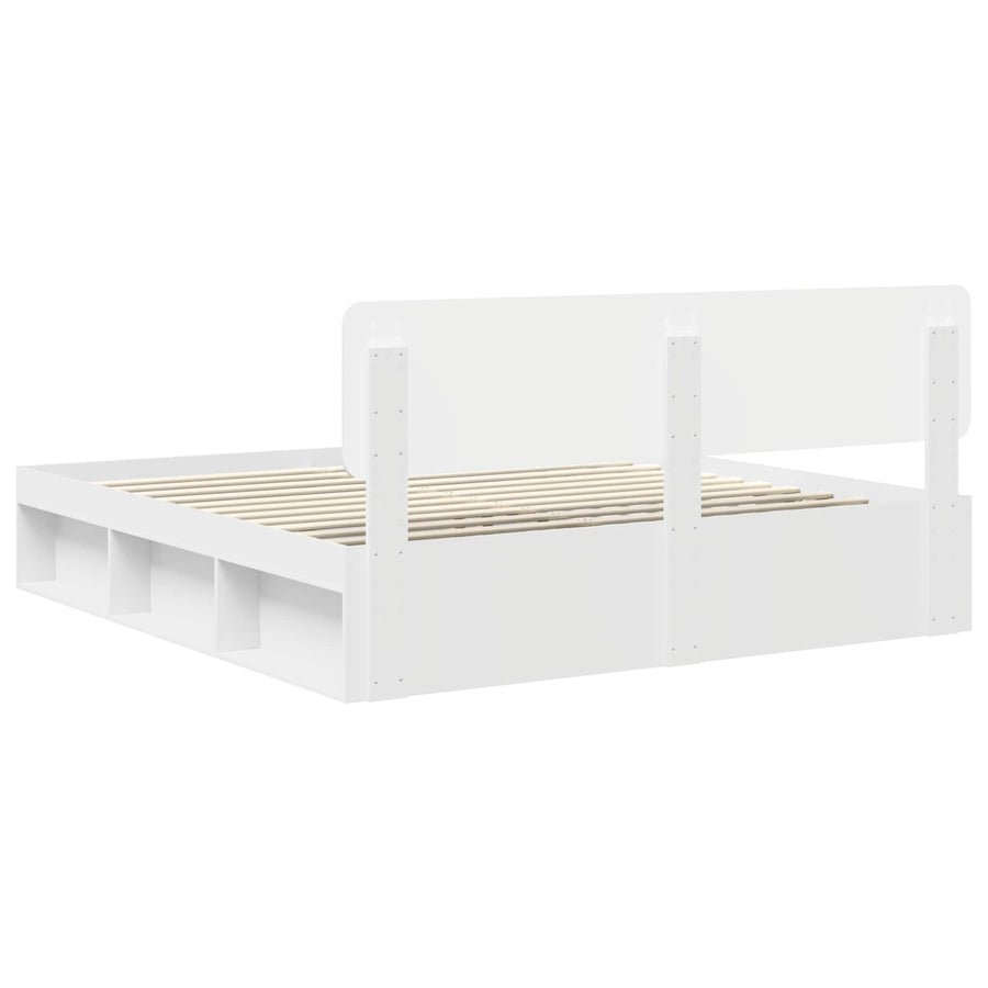 Bedframe met hoofdeinde Wit 180 x 200 cm Massief grenenhout