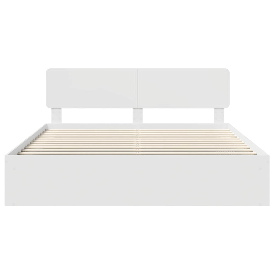 Bedframe met hoofdeinde Wit 180 x 200 cm Massief grenenhout