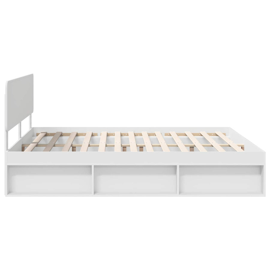 Bedframe met hoofdeinde Wit 180 x 200 cm Massief grenenhout