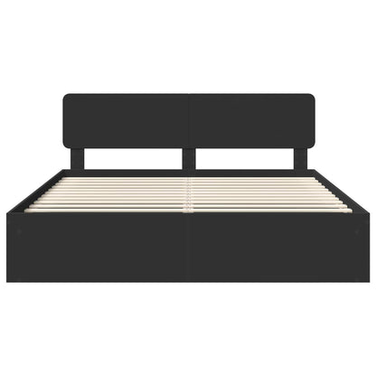 Bedframe met hoofdeinde Zwart 180 x 200 cm Massief grenenhout