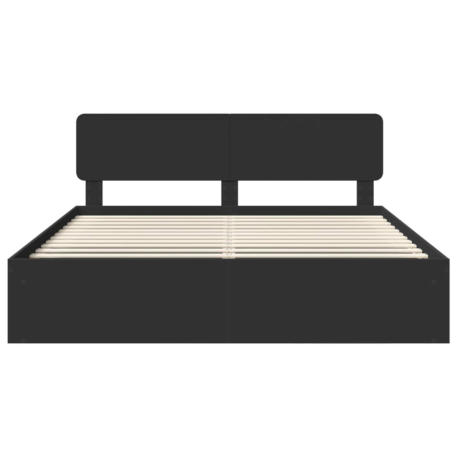 Bedframe met hoofdeinde Zwart 180 x 200 cm Massief grenenhout