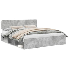 Bedframe met hoofdeinde Beton 180 x 200 cm Massief grenenhout