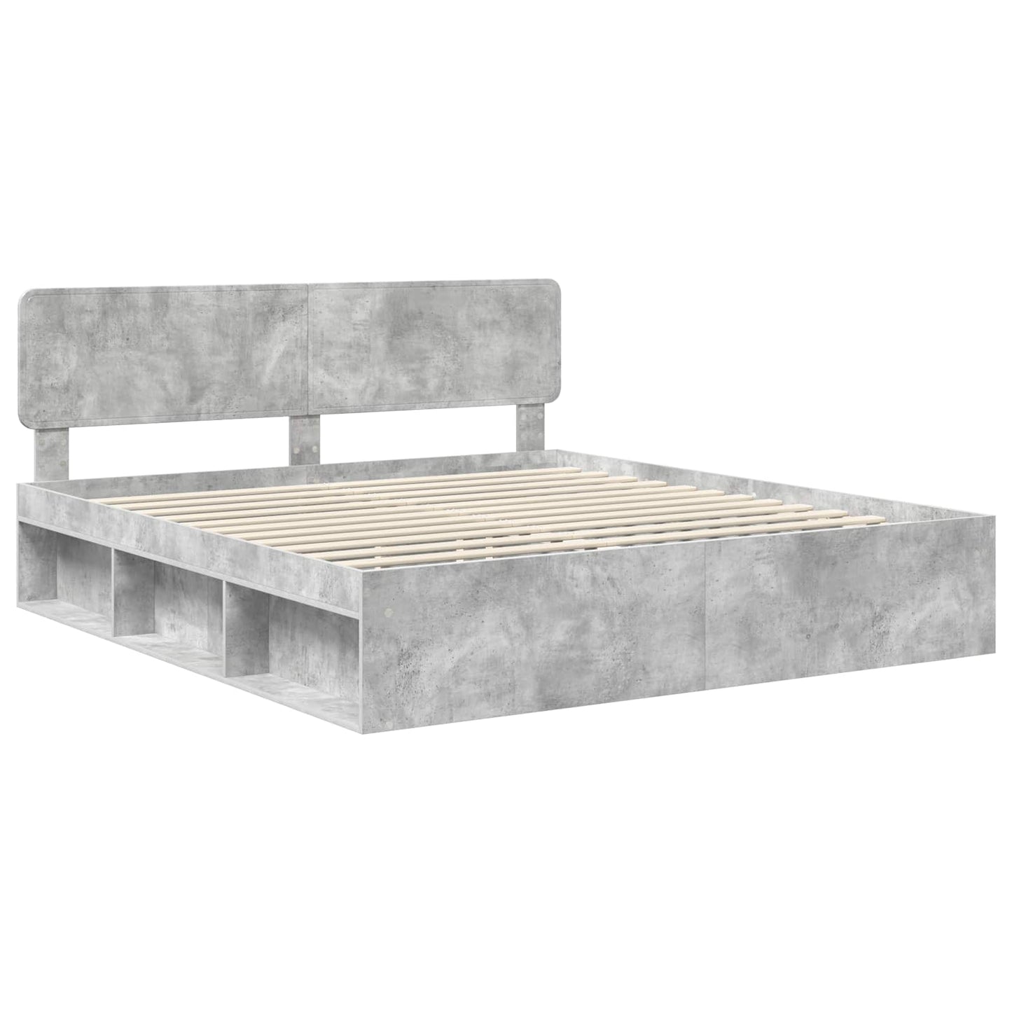 Bedframe met hoofdeinde Beton 180 x 200 cm Massief grenenhout