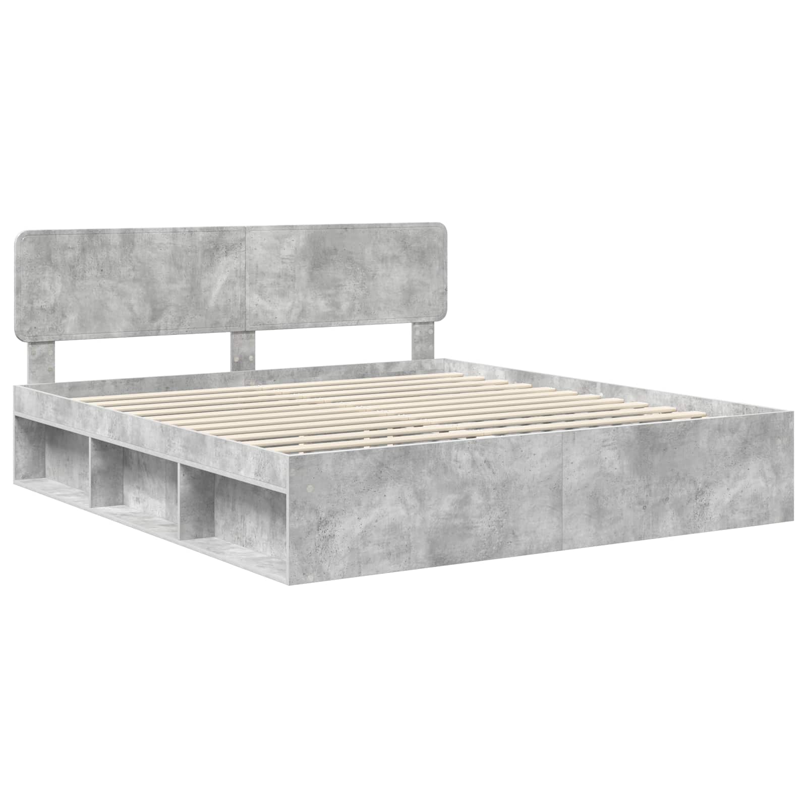 Bedframe met hoofdeinde Beton 180 x 200 cm Massief grenenhout