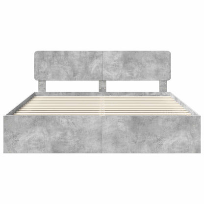 Bedframe met hoofdeinde Beton 180 x 200 cm Massief grenenhout