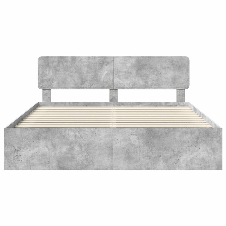 Bedframe met hoofdeinde Beton 180 x 200 cm Massief grenenhout