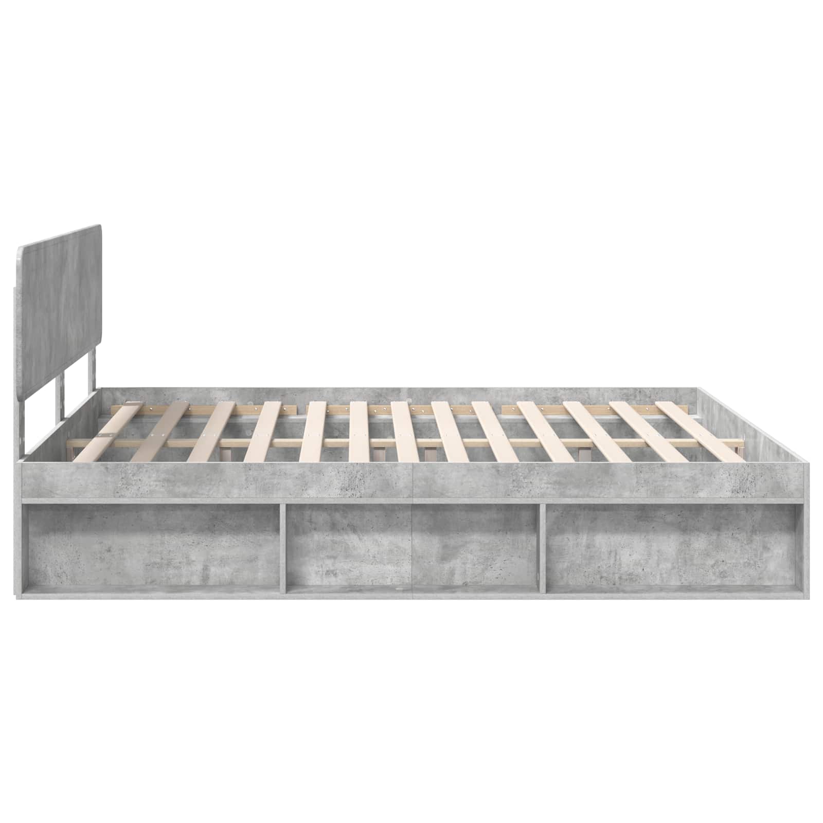 Bedframe met hoofdeinde Beton 180 x 200 cm Massief grenenhout