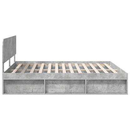 Bedframe met hoofdeinde Beton 180 x 200 cm Massief grenenhout
