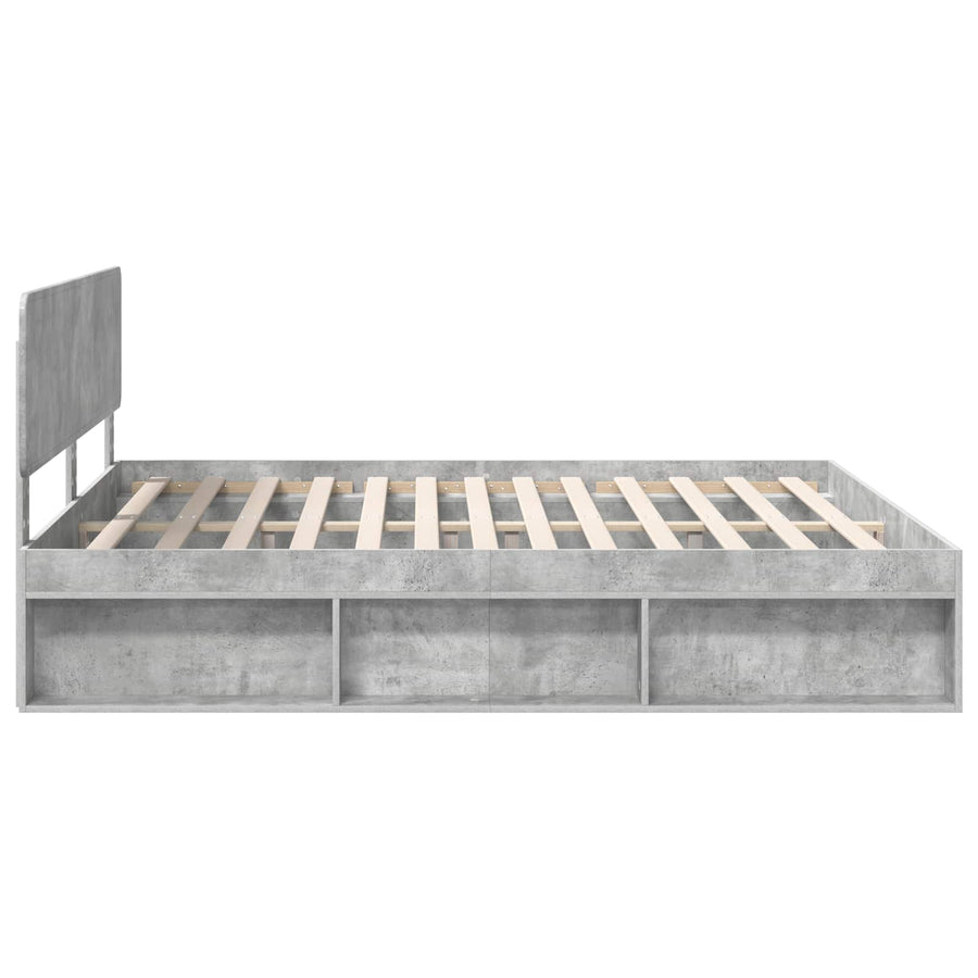 Bedframe met hoofdeinde Beton 180 x 200 cm Massief grenenhout