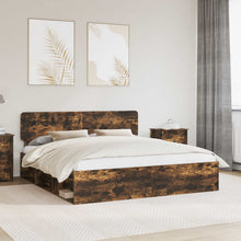 Bedframe Gerookt eiken 180 x 200 cm Massief grenenhout