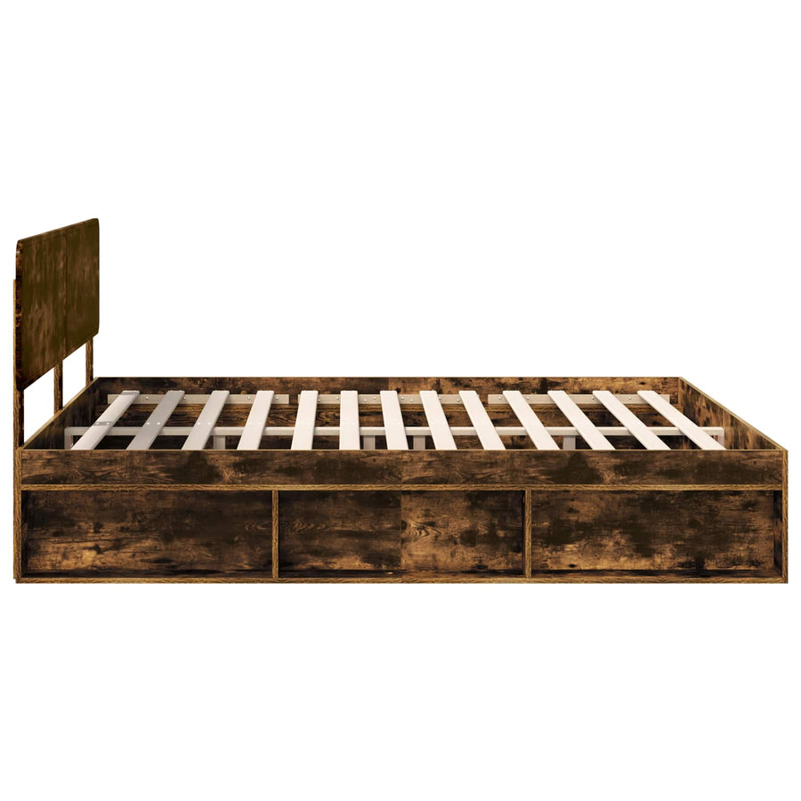Bedframe Gerookt eiken 180 x 200 cm Massief grenenhout