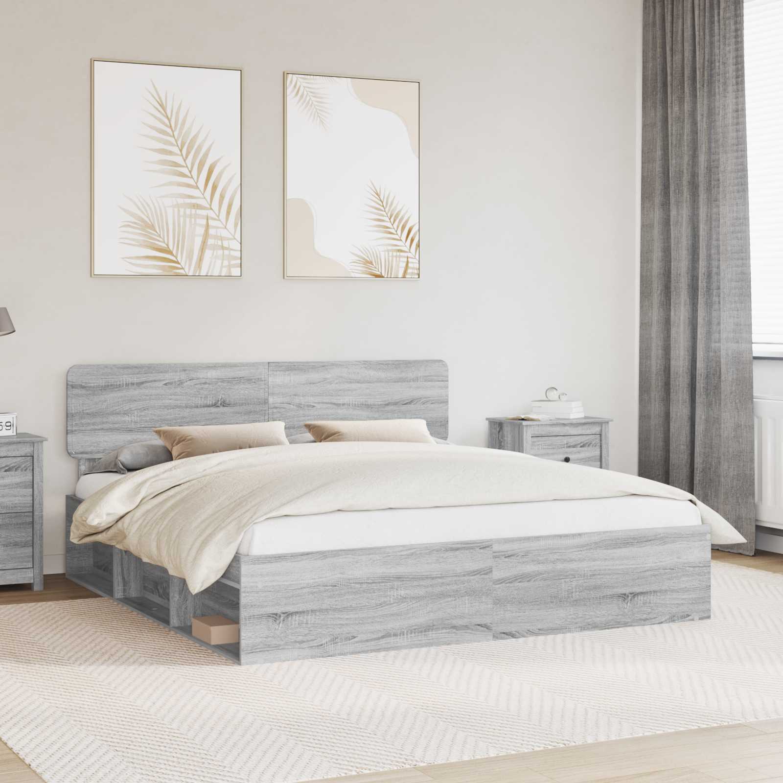 Bedframe Grijs Sonoma 180 x 200 cm Massief grenenhout