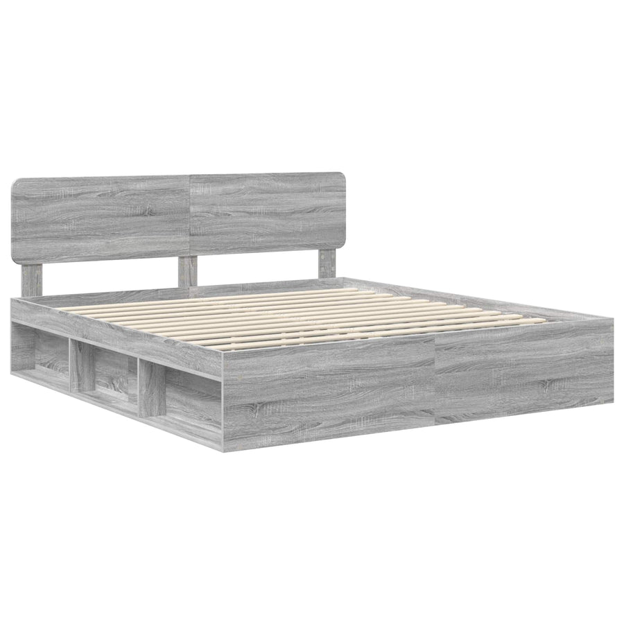 Bedframe Grijs Sonoma 180 x 200 cm Massief grenenhout