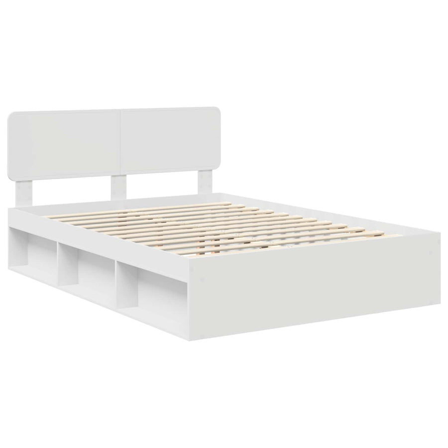 Bedframe met hoofdeinde Wit 160 x 200 cm Massief grenenhout
