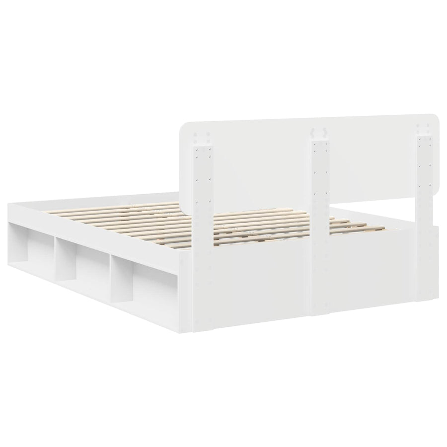 Bedframe met hoofdeinde Wit 160 x 200 cm Massief grenenhout
